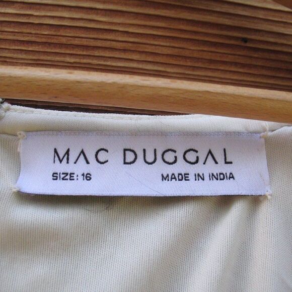 Mac Duggal 93788 Floral Beaded Sequin Midi Dress White Multi Size 16 - Picture 11 of 14